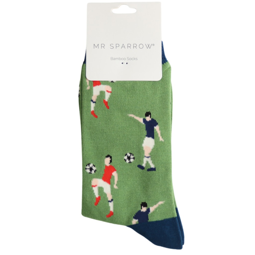 Miss Sparrow Herren Bambussocken – Fussball Motiv – Grün – Größe 40-45 Miss Sparrow Herren Bambussocken – Fussball Motiv – Grün – Größe 40-45