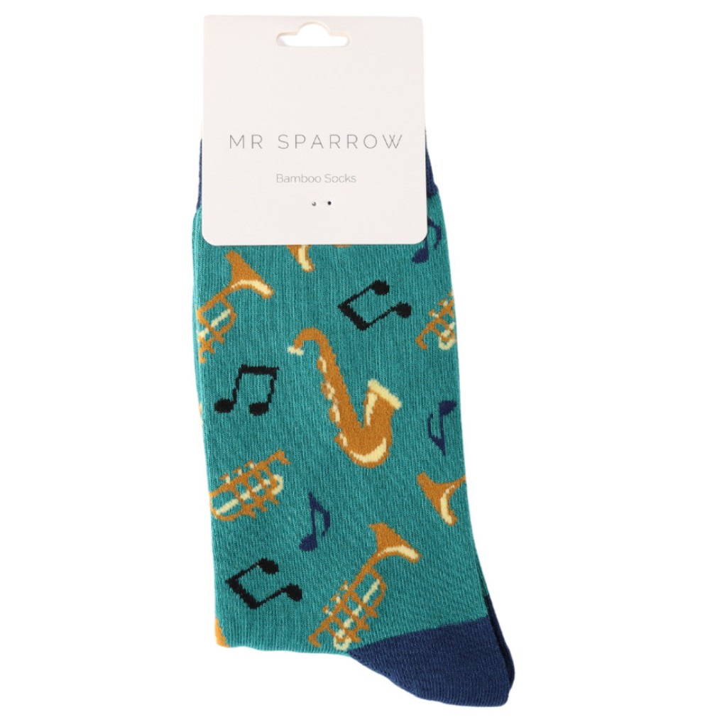 Miss Sparrow Herren Bambussocken – Noten Motiv – Türkis– Größe 40-45 Miss Sparrow Herren Bambussocken – Noten Motiv – Türkis– Größe 40-45