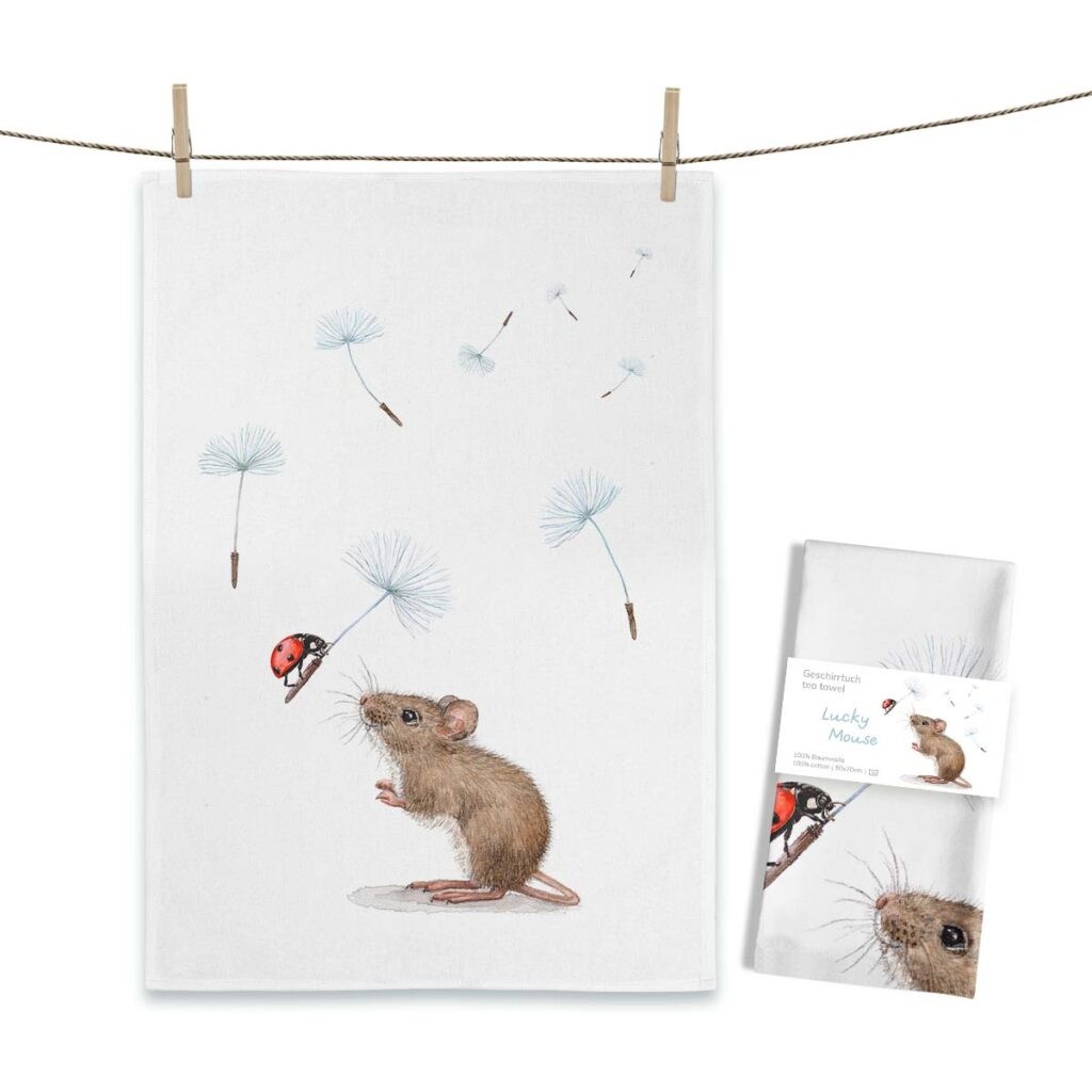 Geschirrtuch - Maluu - Maus mit Marienkäfer Geschirrtuch - Maluu - Maus mit Marienkäfer