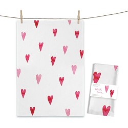 Geschirrtuch MALUU "With Love", Herzen, Aquarell-Design, OEKO-TEX® zertifiziert