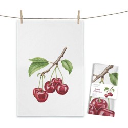 Geschirrtuch MALUU "Sweet Cherries", Kirschen, Aquarell-Design, OEKO-TEX® zertifiziert