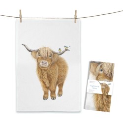 Geschirrtuch MALUU "Highland Tales", Highlandrind, Aquarell-Design, OEKO-TEX® zertifiziert