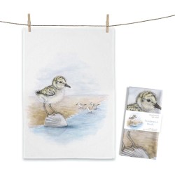 Geschirrtuch MALUU "Sandpiper´s Shell", Strandläufer, Aquarell-Design, OEKO-TEX® zertifiziert