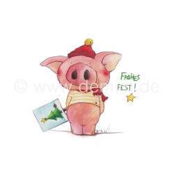 Postkarte Miriam Kramer Weihnachtsschwein