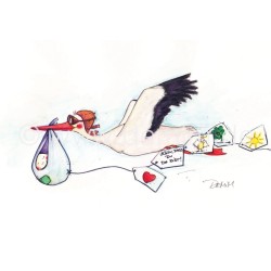 Postkarte Miriam Kramer Storch Postkarte Miriam Kramer Storch