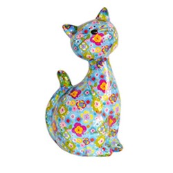 Pomme Pidou Spardose Katze Caramel L Blau