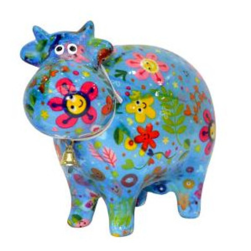 Pomme Pidou Spardose Kuh Blau mit Blumen Pomme Pidou Spardose Kuh Blau mit Blumen