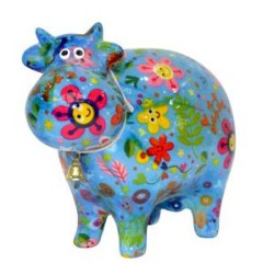 Pomme Pidou Spardose Kuh Blau mit Blumen Pomme Pidou Spardose Kuh Blau mit Blumen