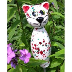 Gartenstecker Keramik-Katze Creme Gartenstecker Keramik-Katze Creme