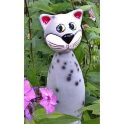 Gartenstecker Keramik-Katze grau Gartenstecker Keramik-Katze grau
