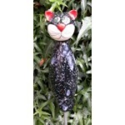 Gartenstecker Keramik Katze schwarz weiße Effekte Gartenstecker Keramik Katze schwarz weiße Effekte