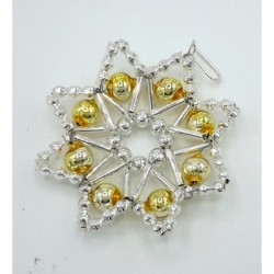 Gablonzer Christbaumschmuck Blume Silber/Gold 6,5cm Gablonzer Christbaumschmuck Blume Silber/Gold 6,5cm