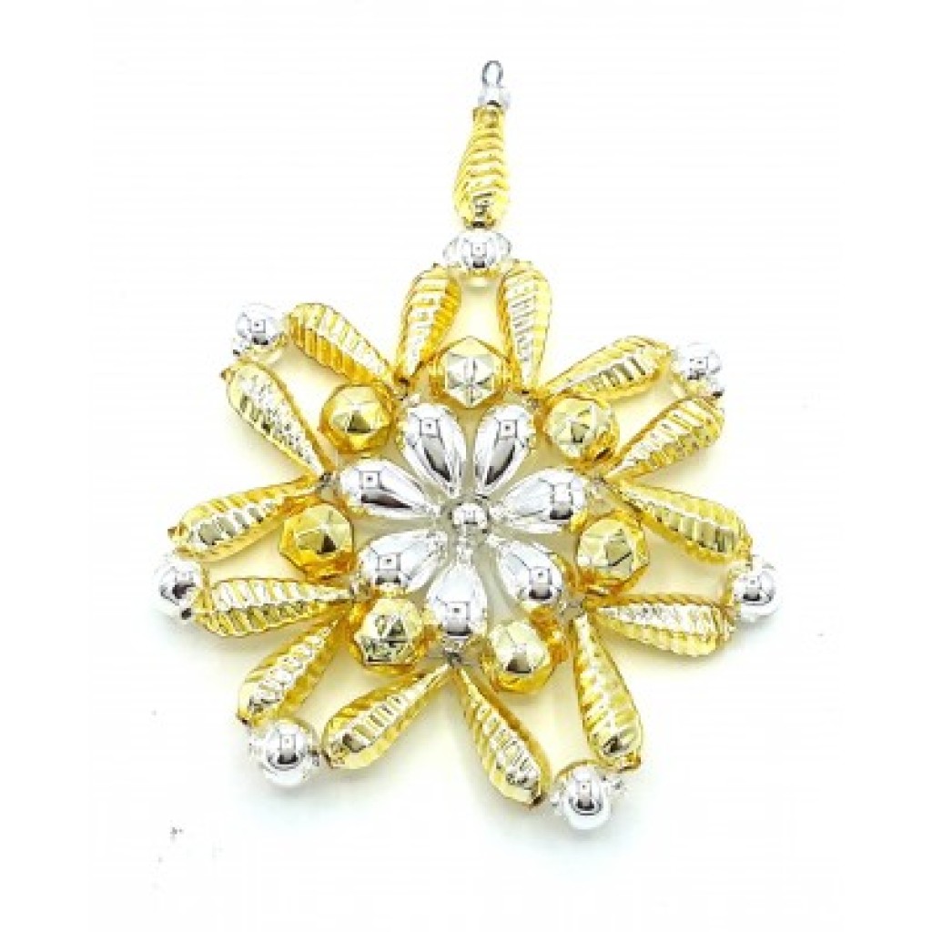 Gablonzer Christbaumschmuck Blüte, Gold/Silber 11cm Gablonzer Christbaumschmuck Blüte, Gold/Silber 11cm