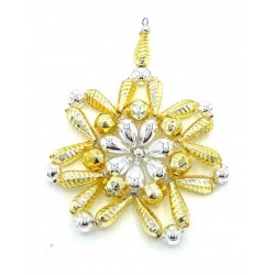 Gablonzer Christbaumschmuck Blüte, Gold/Silber 11cm Gablonzer Christbaumschmuck Blüte, Gold/Silber 11cm