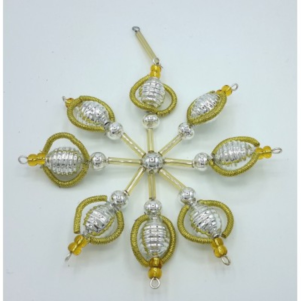 Gablonzer Christbaumschmuck Blume Silber/ Gold 10,5cm Gablonzer Christbaumschmuck Blume Silber/ Gold 10,5cm