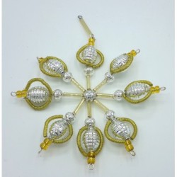 Gablonzer Christbaumschmuck Blume Silber/ Gold 10,5cm Gablonzer Christbaumschmuck Blume Silber/ Gold 10,5cm