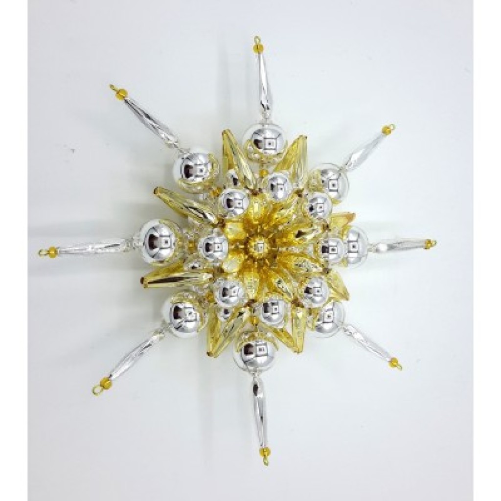 Gablonzer Christbaumschmuck Stern Gold/Silber 21cm Gablonzer Christbaumschmuck Stern Gold/Silber 21cm