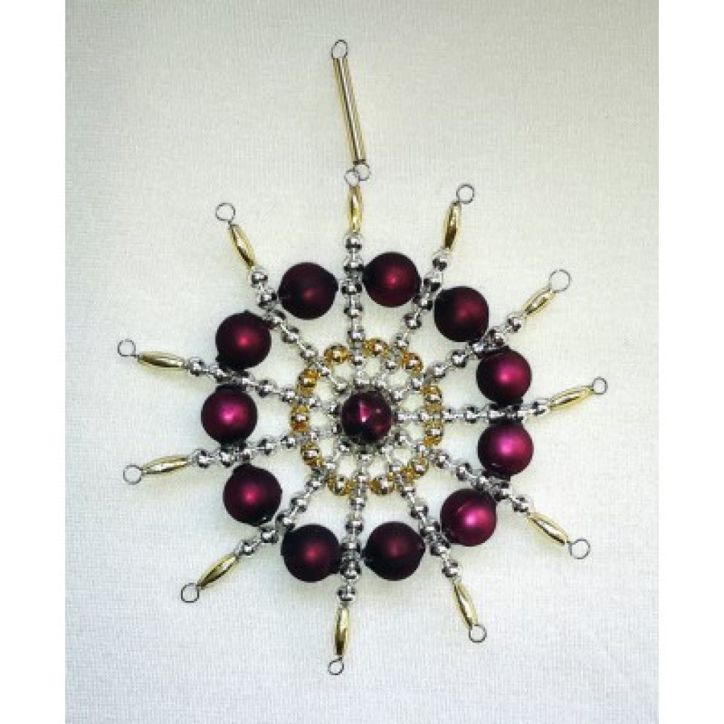 Gablonzer Christbaumschmuck Stern Silber/Gold/Bordeaux Gablonzer Christbaumschmuck Stern Silber/Gold/Bordeaux