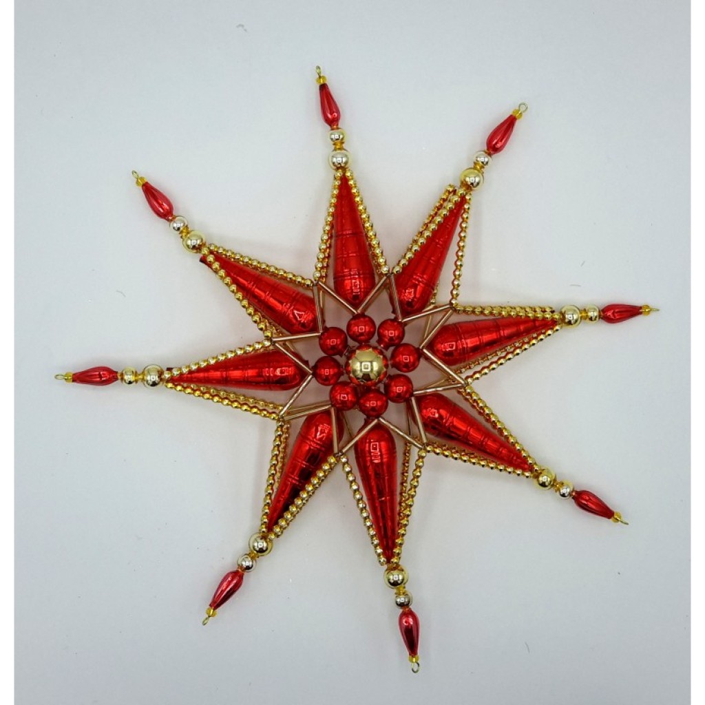 Gablonzer Christbaumschmuck Stern Rot/Gold 25cm Gablonzer Christbaumschmuck Stern Rot/Gold 25cm