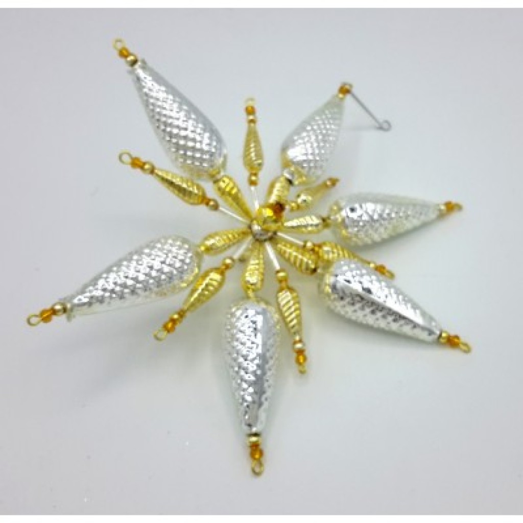 Gablonzer Christbaumschmuck Stern Silber/Gold 17cm Gablonzer Christbaumschmuck Stern Silber/Gold 17cm