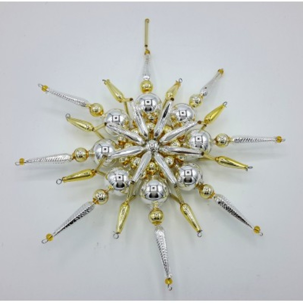 Gablonzer Christbaumschmuck Stern Silber/Gold 22cm Gablonzer Christbaumschmuck Stern Silber/Gold 22cm
