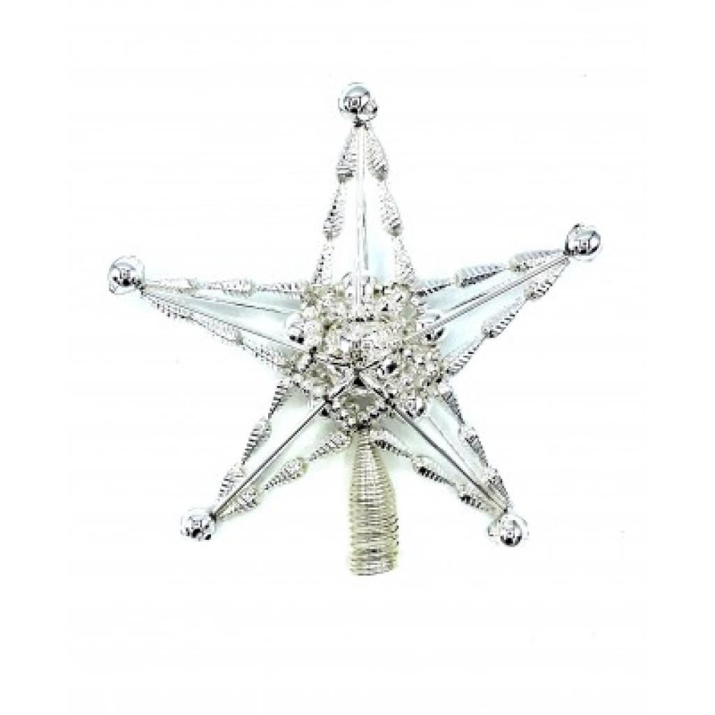 Gablonzer Christbaumspitze Stern Silber 16cm Gablonzer Christbaumspitze Stern Silber 16cm