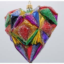 Christbaumschmuck Herz mit Rautenmuster zum Klemmen