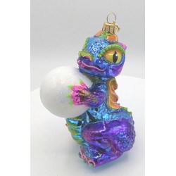 Christbaumschmuck Drache mit Schneeball