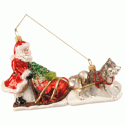 Weihnachtskugel Santa mit seinem Hundeschlitten Weihnachtskugel Santa mit seinem Hundeschlitten