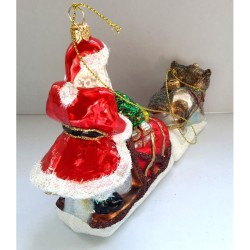 Weihnachtskugel Santa mit seinem Hundeschlitten