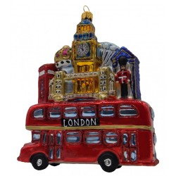 Christbaumschmuck Londonbus mit Sehenswürdigkeiten