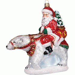 Christbaumschmuck Weihnachtsmann auf Eisbär
