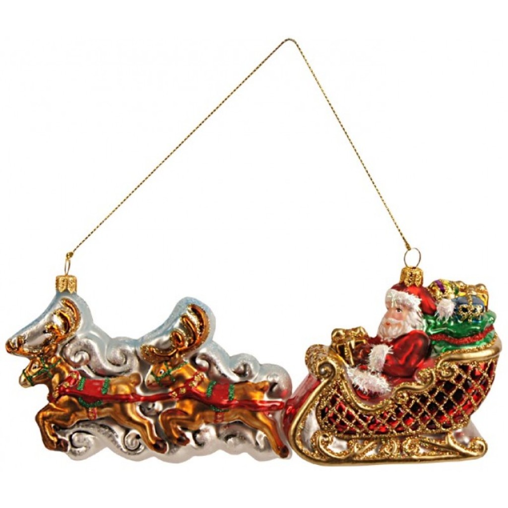 Christbaumschmuck Santa im Rentierschlitten Christbaumschmuck Santa im Rentierschlitten