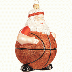 Christbaumschmuck Weihnachtsmann mit Basketball
