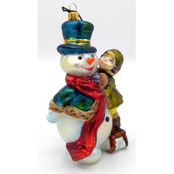 Christbaumschmuck Komozja Schneemann mit Mädchen