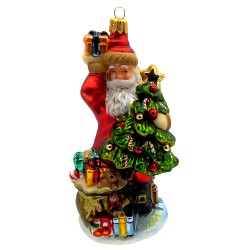 Christbaumschmuck Komozja Weihnachtsmann mit Weihnachtsbaum Christbaumschmuck Komozja Weihnachtsmann mit Weihnachtsbaum