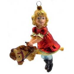 Christbaumschmuck Komozja Mädchen auf Steckenpferd Christbaumschmuck Komozja Mädchen auf Steckenpferd