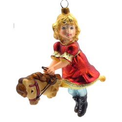 Christbaumschmuck Komozja Mädchen auf Steckenpferd