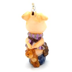 Christbaumschmuck Komozja Holzbox mit Schweinefamilie