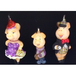 Christbaumschmuck Komozja Holzbox mit Schweinefamilie