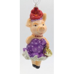 Christbaumschmuck Komozja Holzbox mit Schweinefamilie