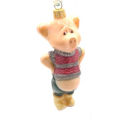 Christbaumschmuck Komozja Holzbox mit Schweinepaar