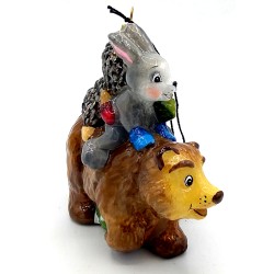 Christbaumschmuck Komozja Hase und Igel auf Bär Christbaumschmuck Komozja Hase und Igel auf Bär