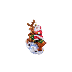 Christbaumschmuck - Hanco - Weihnachtsmann auf Rentier Christbaumschmuck - Hanco - Weihnachtsmann auf Rentier