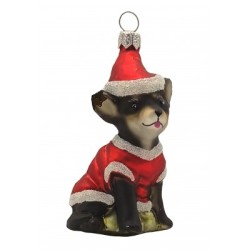 Christbaumschmuck Hund Chihuahua mit Weihnachtsmütze Christbaumschmuck Hund Chihuahua mit Weihnachtsmütze
