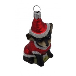 Christbaumschmuck Hund Chihuahua mit Weihnachtsmütze Christbaumschmuck Hund Chihuahua mit Weihnachtsmütze