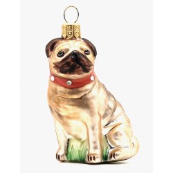 Christbaumschmuck Hund Mops mit Halsband Christbaumschmuck Hund Mops mit Halsband