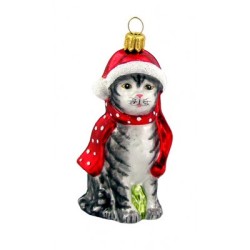 Christbaumschmuck Katze mit Weihnachtsmütze Christbaumschmuck Katze mit Weihnachtsmütze