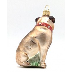 Christbaumschmuck Hund Mops mit Halsband