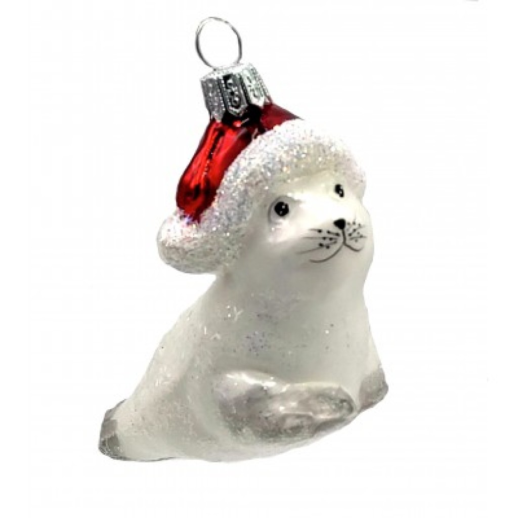 Christbaumschmuck Robbe mit Weihnachtsmütze Christbaumschmuck Robbe mit Weihnachtsmütze